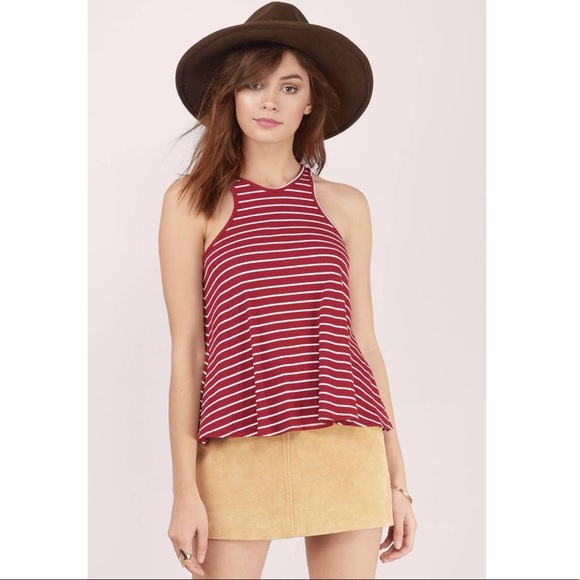 Tobi Tops - Tobi Between the Lines Burgundy Striped Tank Top